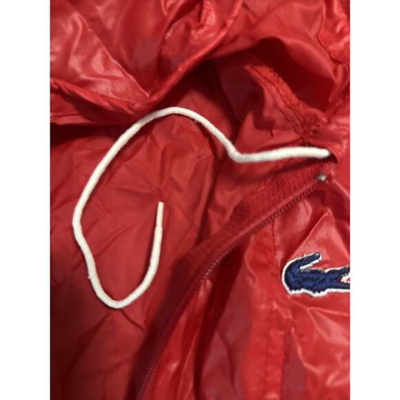 Lacoste Alligator 80s Full Zip Windbreaker Rain Jacket Red Convert To Pouch Sz S - Picture 12 of 16